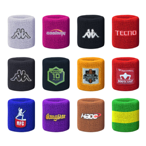Terry de algodão esportivo de algodão esportivo de tênis pulseira bordado de pulseira banda de suor