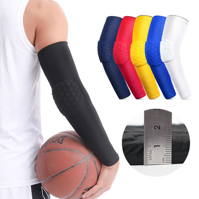 Mangas de braço de cotovelo lycra com cotovelo de favo de mel para mangas de cotovelo de basquete Compactação confortável